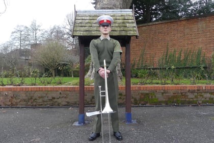 Former Alton College HSDC student playing trombone for Royal Marines