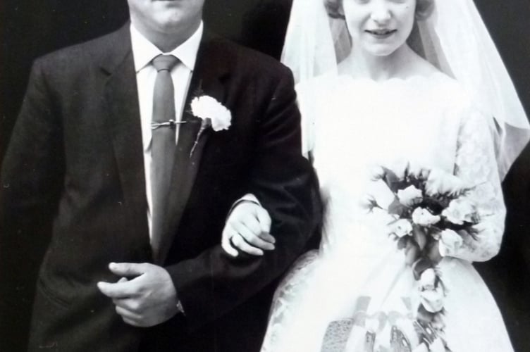 Bob and Margaret Ilsley leave St Mary’s Church in Bentworth after their wedding on July 14, 1962