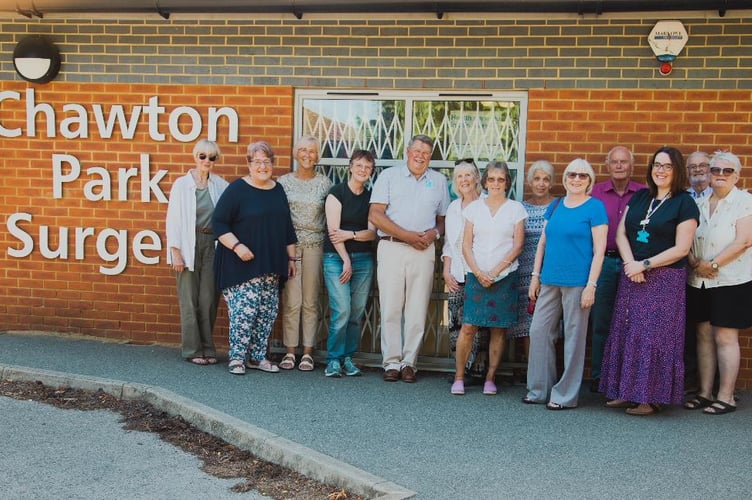 Chawton Park Surgery practice manager Nicky Wornell, patient participation group chair Ian Saunders and other members of the Chawton Park Surgery Patient Participation Group in Alton.