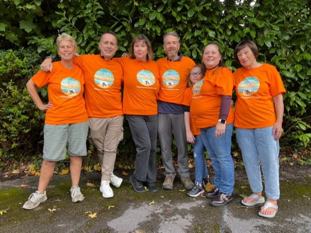 Some of the Anything Goes cast pictured following a publicity walkabout in Haslemere