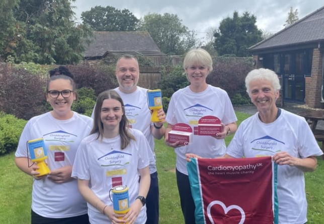 Sophi Howell, left, Hannah Farley, Dr Darren Watts, Sue Martin and Henny Chrimes, right