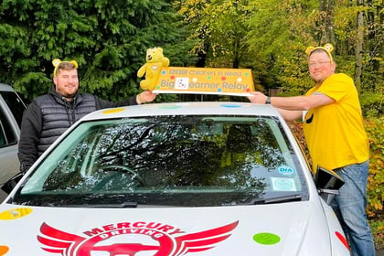 Pudsey leaves Lasham on car roof in Children in Need relay
