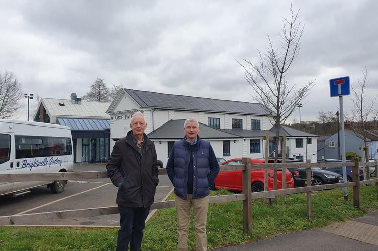 From left to right: Cllr Steve Williams and Cllr Mark Merryweather outside Farnham's Memorial Hall