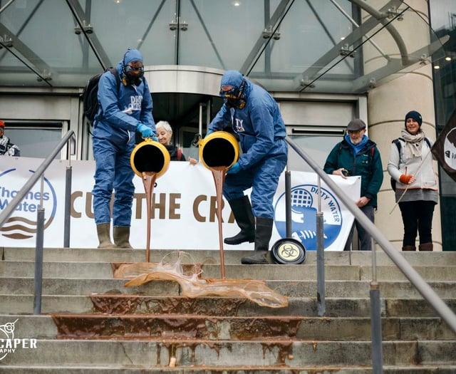 ‘Sewage’ poured outside Thames Water headquarters by XR rebels