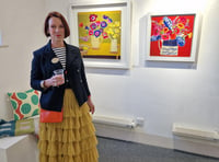 Artist Emma Dunbar speaks at exhibition opening in Farnham