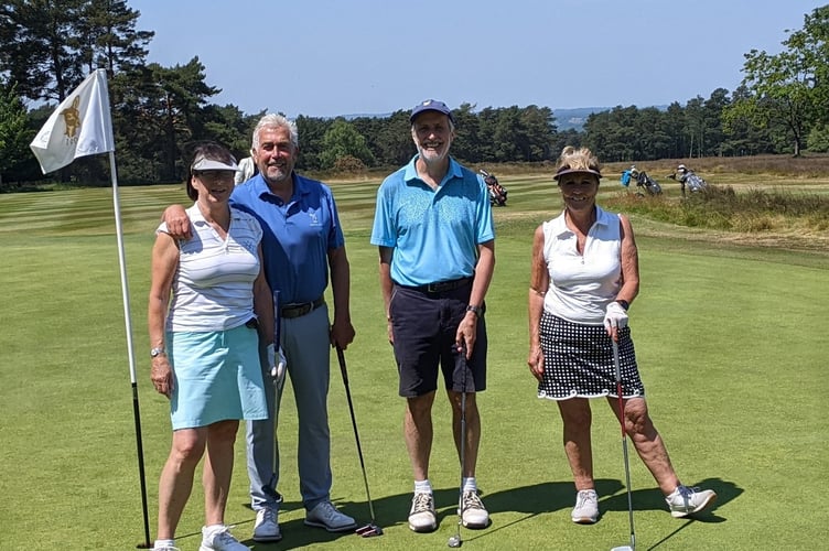 Hindhead golf club Winning Team just coming off the 18th hole.  Captain of Hindhead Geoff Sullivan second from the left.