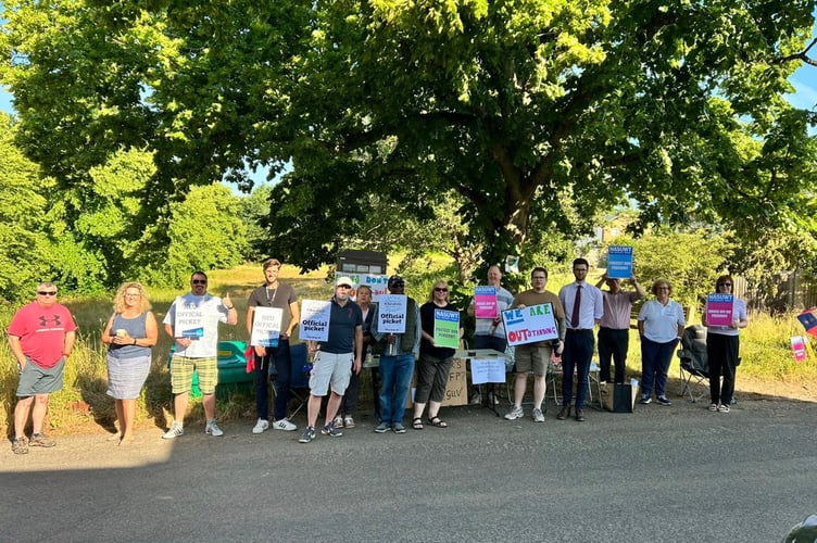 Some of the members of staff at a picket line by More House School in Frensham