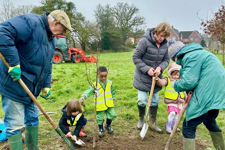 Cllr Hill, Dr Chatfield and Holybourne Village Pre-school.