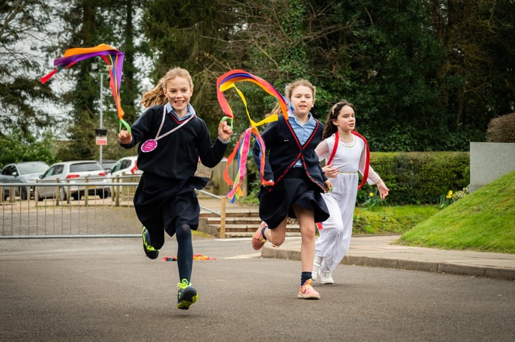 Fun run as part of Lent Fundraising Afternoon for Maddy's Mark Charity, Alton School, March 2024.