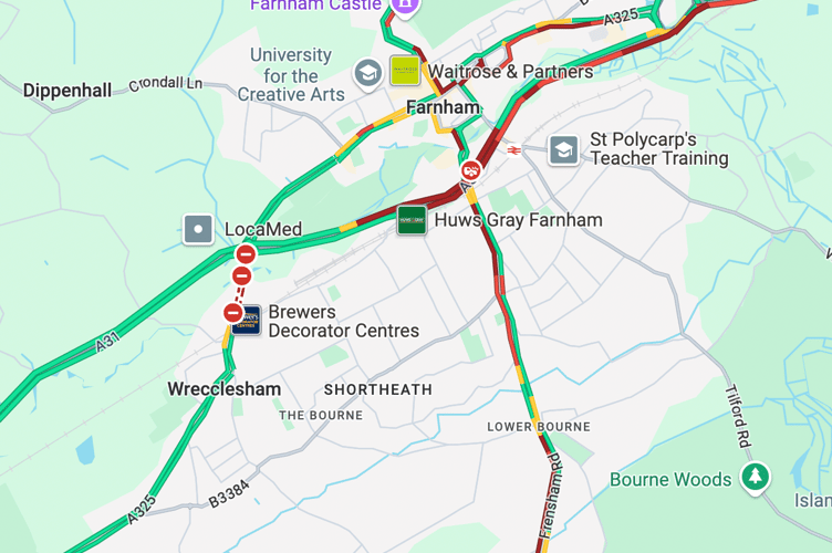 Google Traffic Map Farnham