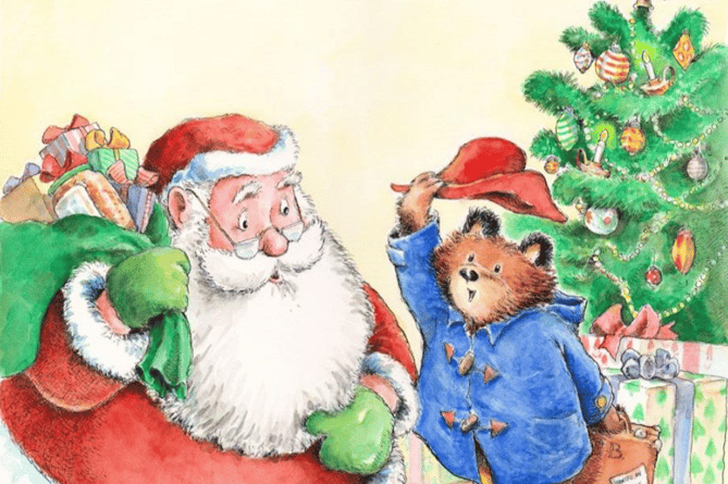 Father Christmas meets Paddington Bear.