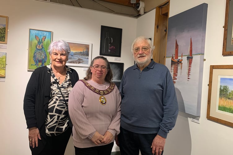 Alton town mayor Cllr Annette Eyre attends the Alton Art Society Thursday Paint Group exhibition private view, Allen Gallery, Church Street, Alton, February 7th 2025.