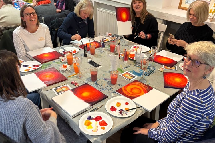 Petersfield Evening WI's paint and sip event, Feb 9, 2025.